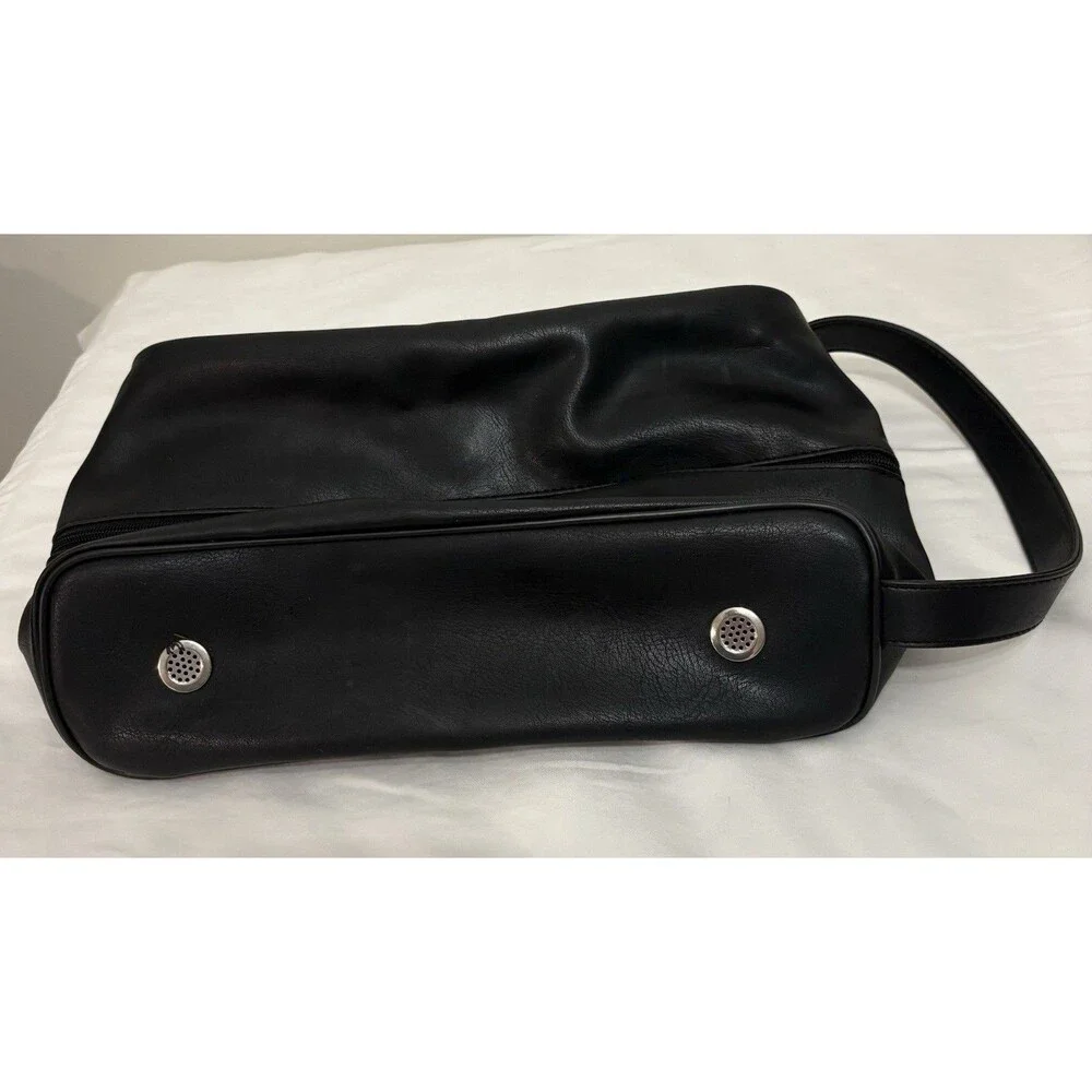 Dockers Mens Black Synthetic Leather Toiletry/Shoe Bag With Handle & Ventilation